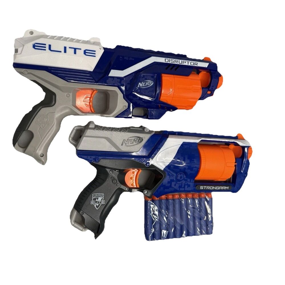 NERF N-Strike Elite Disruptor & Strongarm Blaster Lot 2 w/ 10 Darts EUC